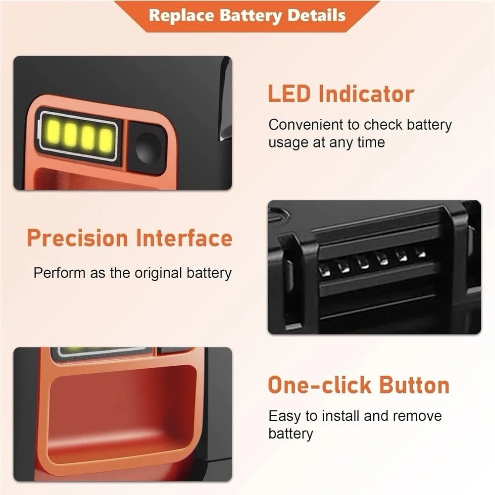 Pengjbattery 40v 3000mAh Long Lasting Battery Compatibility For Black And Decker